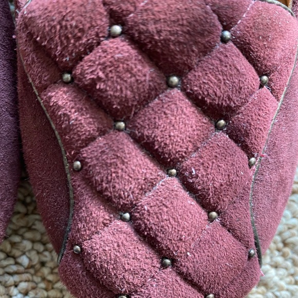 Clarks Indigo Maroon Suede Slip On Quilted Flats Size 7 - Picture 6 of 6